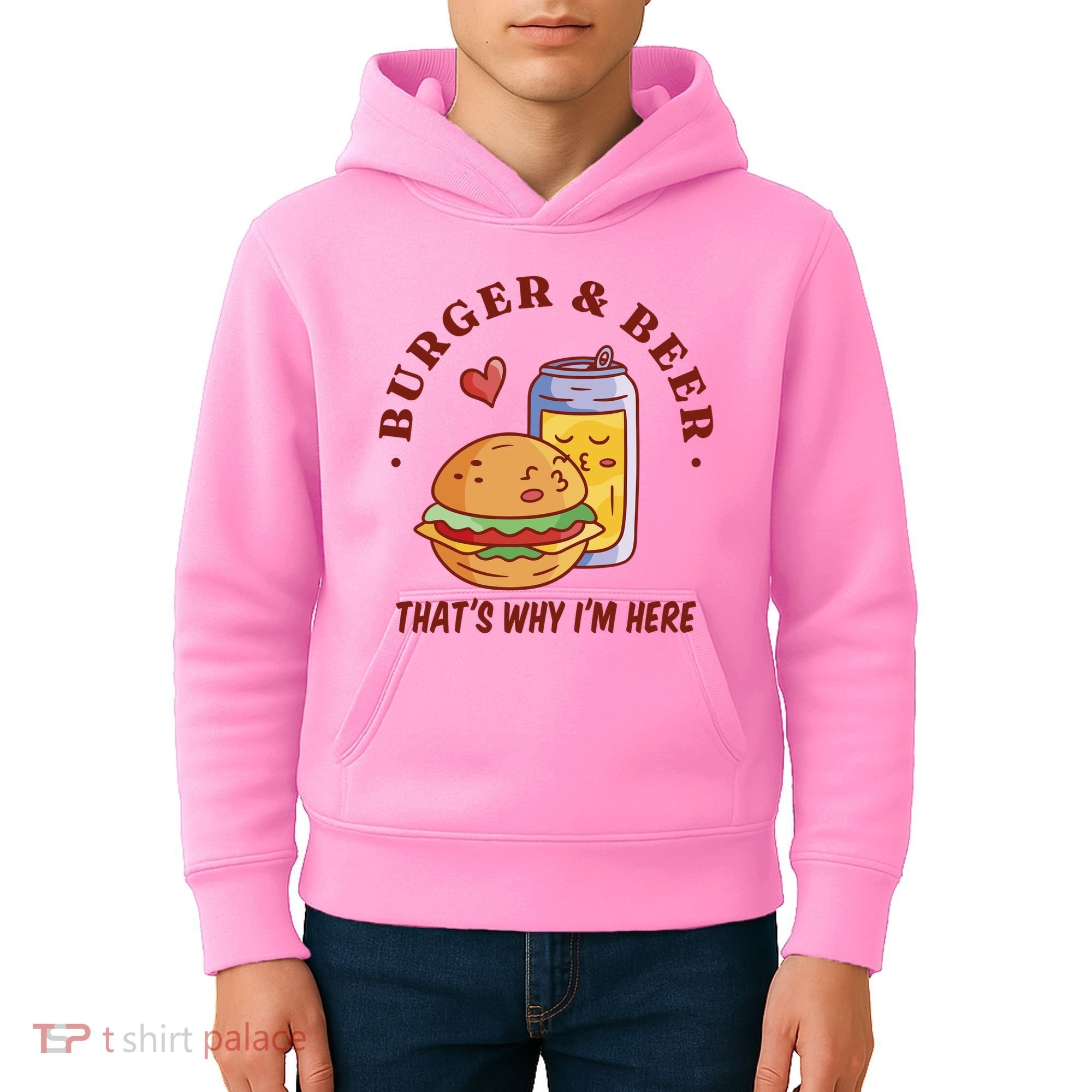 Burger And Beer That's Why I'm Here Kids Hoodie