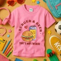 Burger And Beer That's Why I'm Here Kids T-Shirt thumb 3