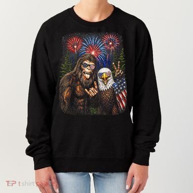 Bigfoot And Bald Eagle Fireworks Celebration Women's Sweatshirt