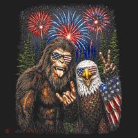 Bigfoot And Bald Eagle Fireworks Celebration Women's Sweatshirt thumb 2