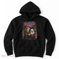 Bigfoot And Bald Eagle Fireworks Celebration Hoodie thumb 0