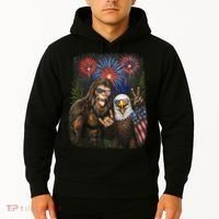 Bigfoot And Bald Eagle Fireworks Celebration Hoodie thumb 2