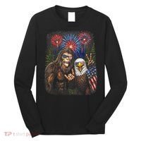 Bigfoot And Bald Eagle Fireworks Celebration Long Sleeve Shirt thumb 0