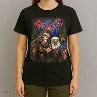Bigfoot And Bald Eagle Fireworks Celebration T-Shirt thumb 4