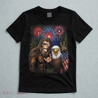 Bigfoot And Bald Eagle Fireworks Celebration T-Shirt thumb 5