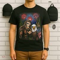 Bigfoot And Bald Eagle Fireworks Celebration T-Shirt thumb 6