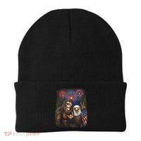 Bigfoot And Bald Eagle Fireworks Celebration Beanie thumb 0