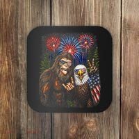 Bigfoot And Bald Eagle Fireworks Celebration Coaster thumb 0