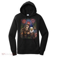 Bigfoot And Bald Eagle Fireworks Celebration Women's Hoodie thumb 0