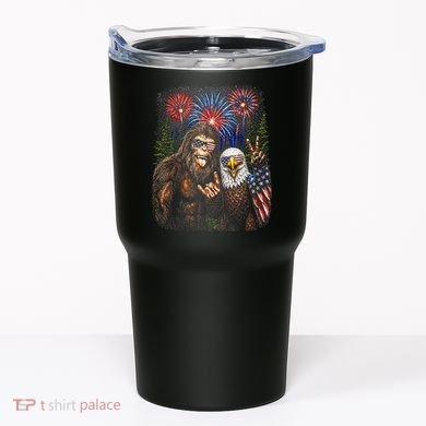 Bigfoot And Bald Eagle Fireworks Celebration Tumbler