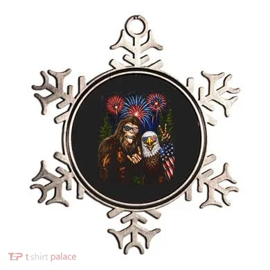 Bigfoot And Bald Eagle Fireworks Celebration Ornament