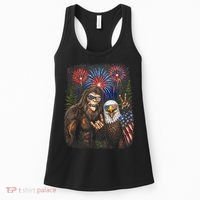 Bigfoot And Bald Eagle Fireworks Celebration Women's Tank Top thumb 0