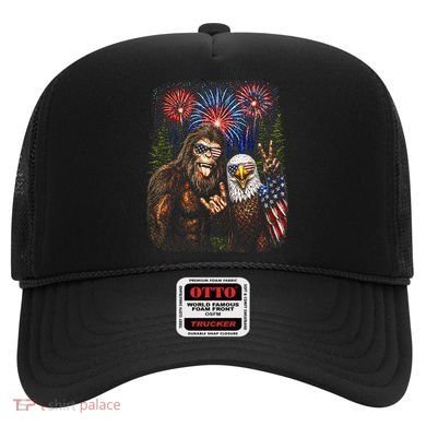 Bigfoot And Bald Eagle Fireworks Celebration Hat