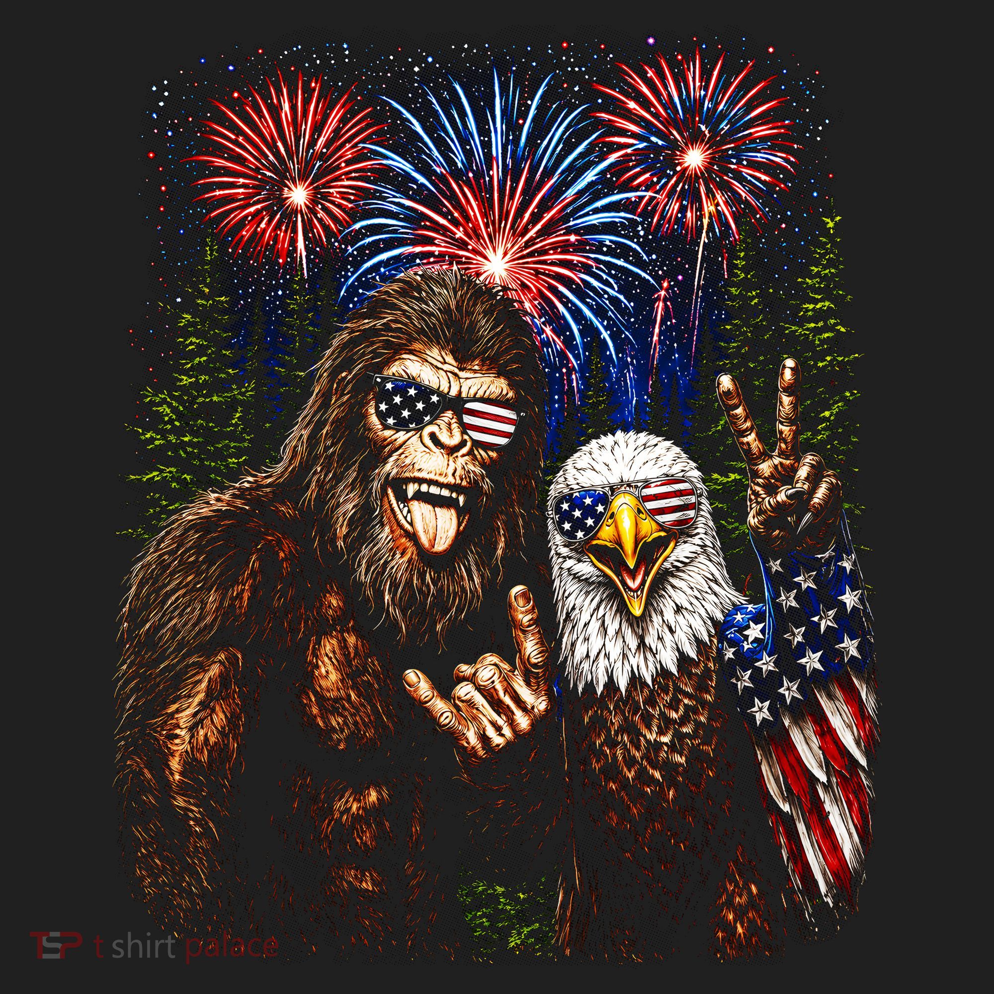 Bigfoot And Bald Eagle Fireworks Celebration Hat