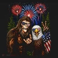 Bigfoot And Bald Eagle Fireworks Celebration Women's Long Sleeve Shirt thumb 2