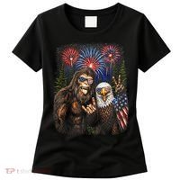 Bigfoot And Bald Eagle Fireworks Celebration Women's T-Shirt thumb 0