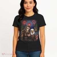 Bigfoot And Bald Eagle Fireworks Celebration Women's T-Shirt thumb 4