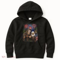 Bigfoot And Bald Eagle Fireworks Celebration Kids Hoodie thumb 0