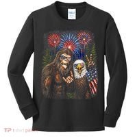 Bigfoot And Bald Eagle Fireworks Celebration Kids Long Sleeve Shirt thumb 0