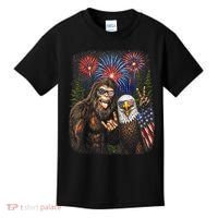 Bigfoot And Bald Eagle Fireworks Celebration Kids T-Shirt thumb 0