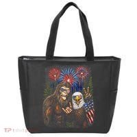 Bigfoot And Bald Eagle Fireworks Celebration Tote Bag thumb 0