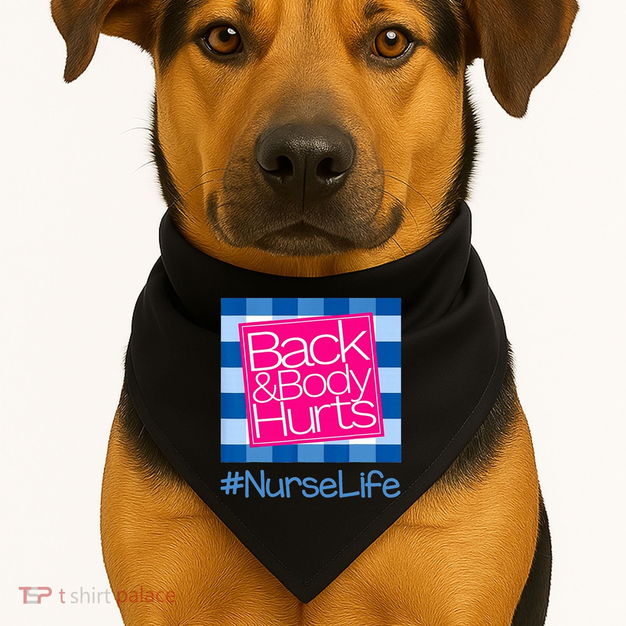 Back and Body Hurts Funny Quote nurse Gym Workout USA-Made Doggie Bandana