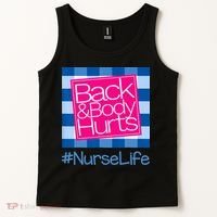 Back and Body Hurts Funny Quote nurse Gym Workout Tank Top thumb 2