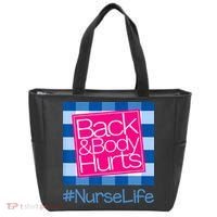 Back and Body Hurts Funny Quote nurse Gym Workout Tote Bag thumb 0