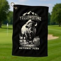 Buffalo American Bison Yellowstone National Park Golf Towel thumb 1