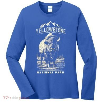 Buffalo American Bison Yellowstone National Park Women's Long Sleeve Shirt