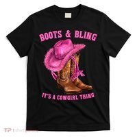 Boots And Bling ItS A Cowgirl Thing Western Rodeo Cowgirls T-Shirt thumb 0