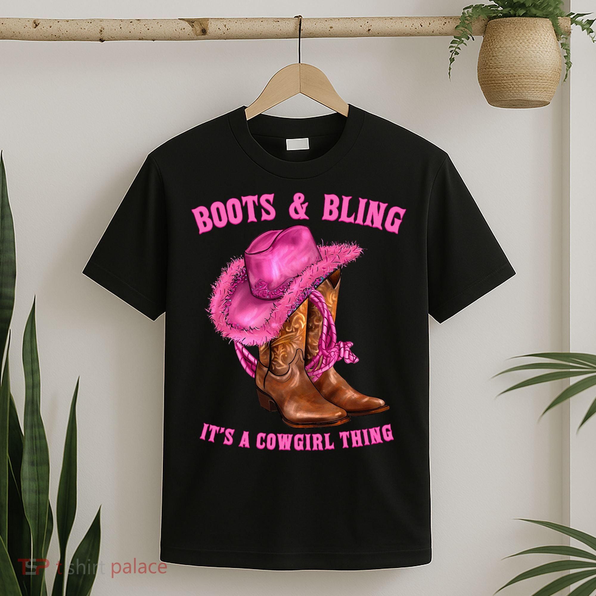 Boots And Bling ItS A Cowgirl Thing Western Rodeo Cowgirls T-Shirt