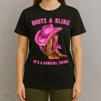 Boots And Bling ItS A Cowgirl Thing Western Rodeo Cowgirls T-Shirt thumb 4