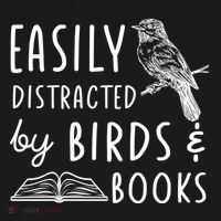 Bird And Book Lovers Easily Distracted By Birds And Books Great Gift USA-Made Doggie Bandana thumb 2