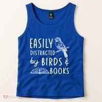 Bird And Book Lovers Easily Distracted By Birds And Books Great Gift Tank Top thumb 2