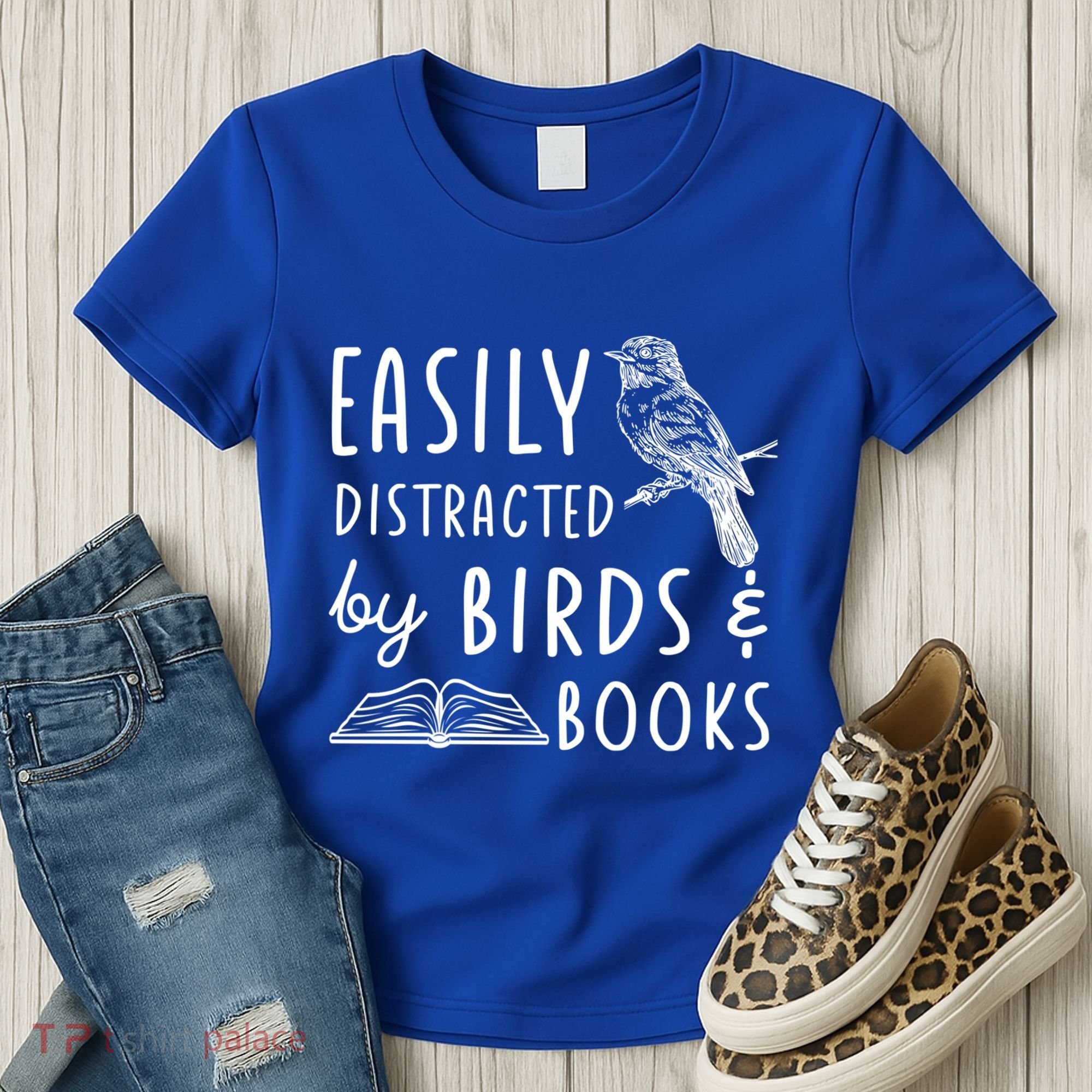 Bird And Book Lovers Easily Distracted By Birds And Books Great Gift Women's T-Shirt