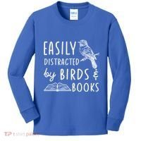 Bird And Book Lovers Easily Distracted By Birds And Books Great Gift Kids Long Sleeve Shirt thumb 0