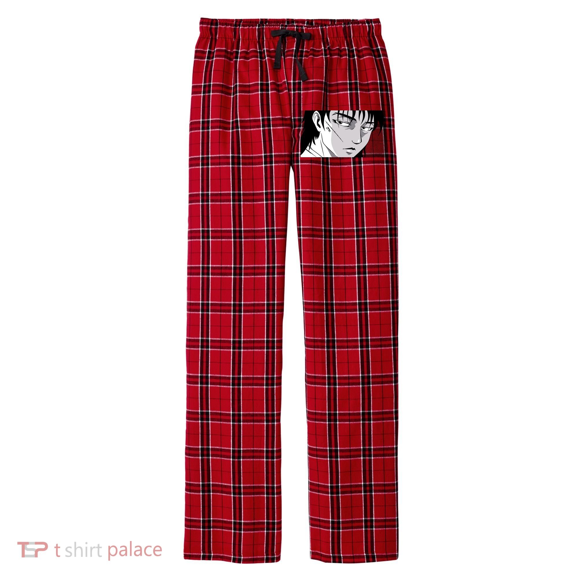 Badass Anime Boy Men's Flannel Plaid Pajama Pants