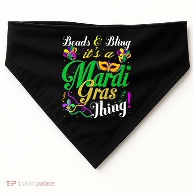 Beads And Bling ItS A Mardi Gras Thing Carnival Costume USA-Made Doggie Bandana