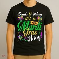 Beads And Bling ItS A Mardi Gras Thing Carnival Costume T-Shirt thumb 3