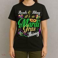 Beads And Bling ItS A Mardi Gras Thing Carnival Costume T-Shirt thumb 4