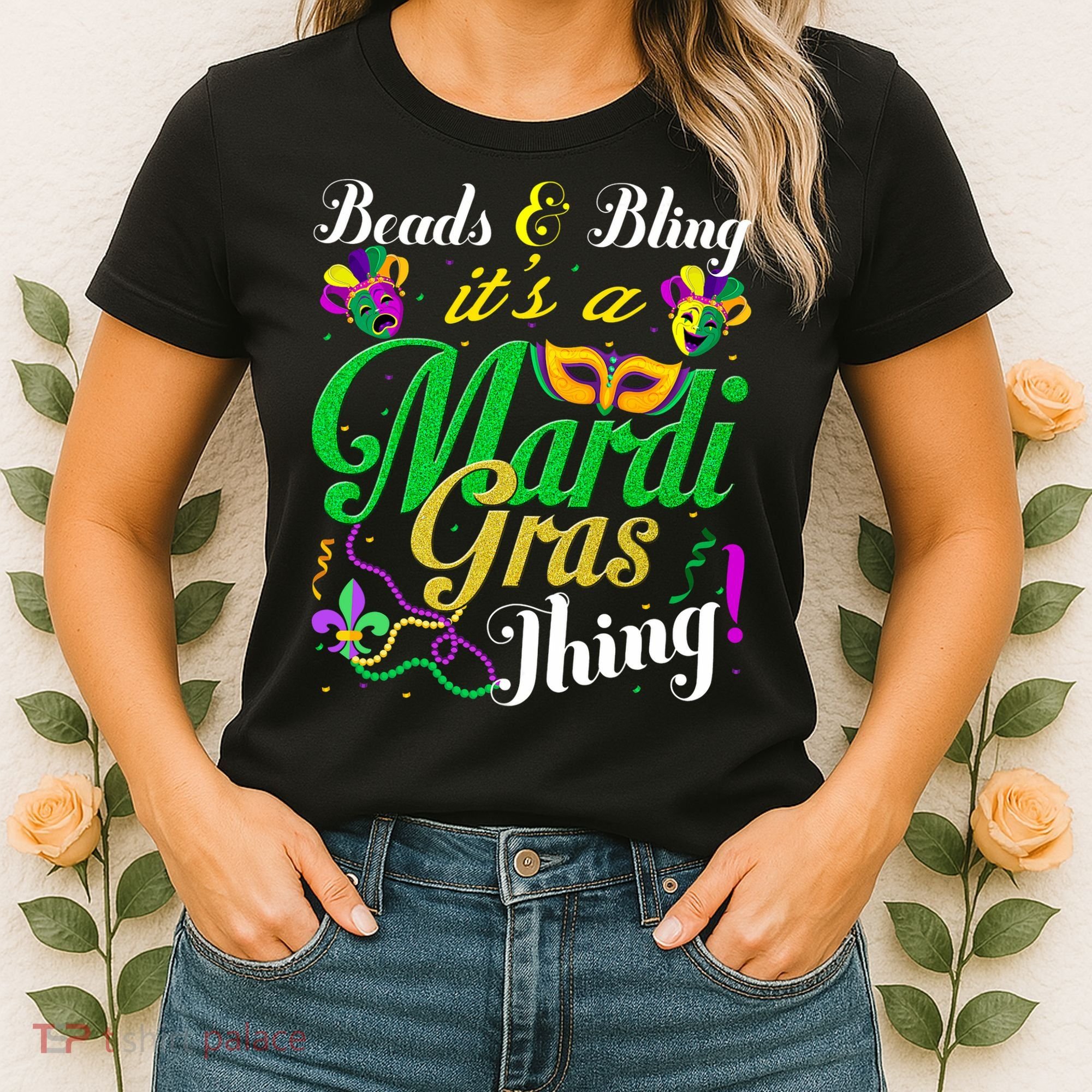 Beads And Bling ItS A Mardi Gras Thing Carnival Costume Women's T-Shirt