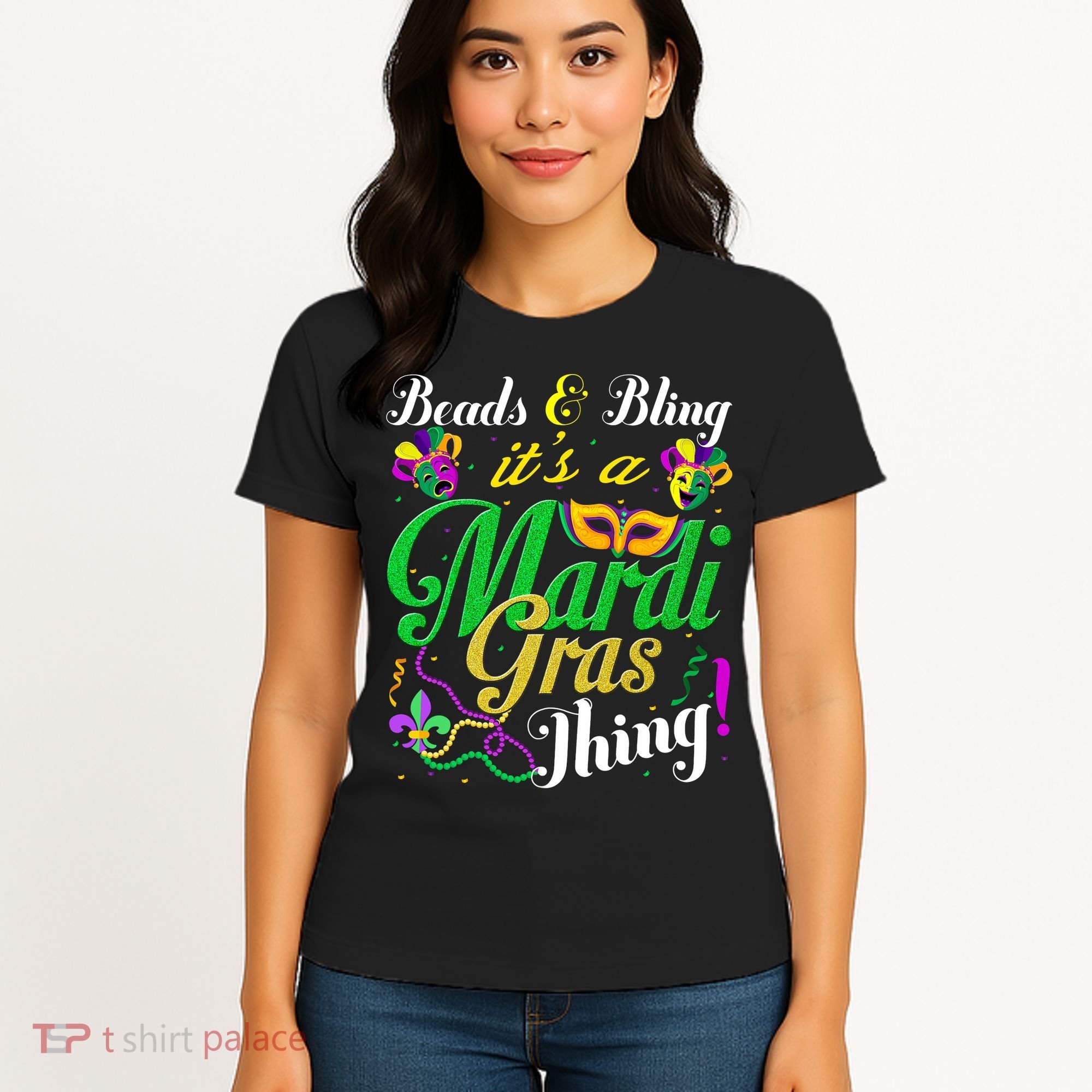 Beads And Bling ItS A Mardi Gras Thing Carnival Costume Women's T-Shirt