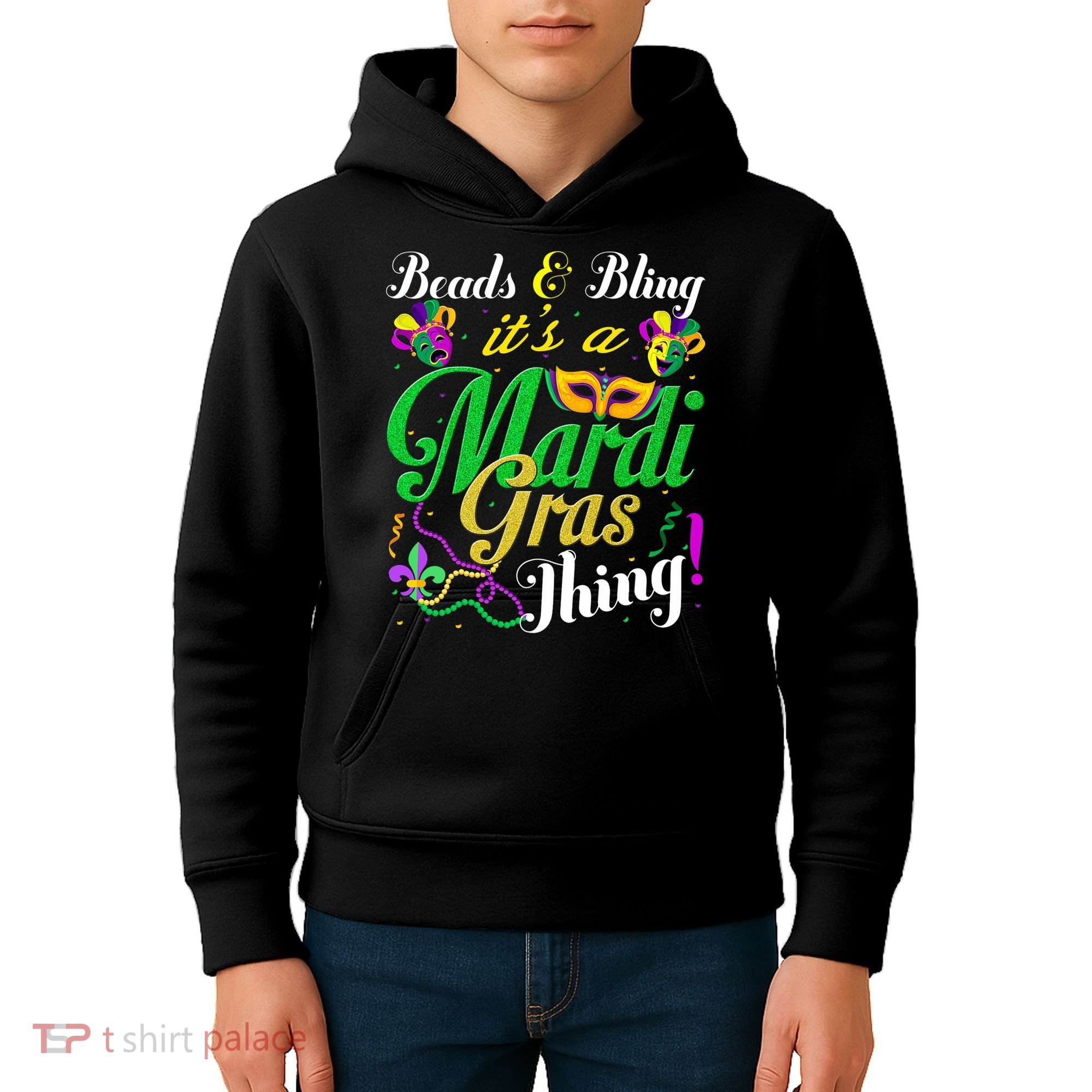 Beads And Bling ItS A Mardi Gras Thing Carnival Costume Kids Hoodie