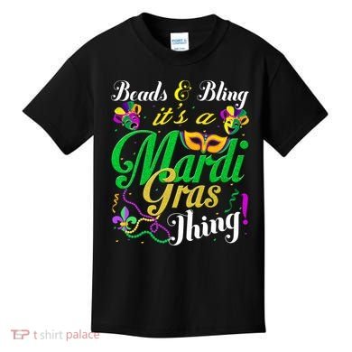 Beads And Bling ItS A Mardi Gras Thing Carnival Costume Kids T-Shirt