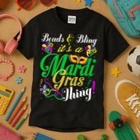 Beads And Bling ItS A Mardi Gras Thing Carnival Costume Kids T-Shirt thumb 3