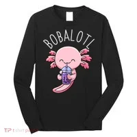 Bobalotl Axolotl Boba Tea Bubble Milk Long Sleeve Shirt thumb 0