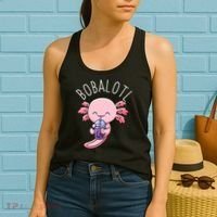 Bobalotl Axolotl Boba Tea Bubble Milk Women's Tank Top thumb 2