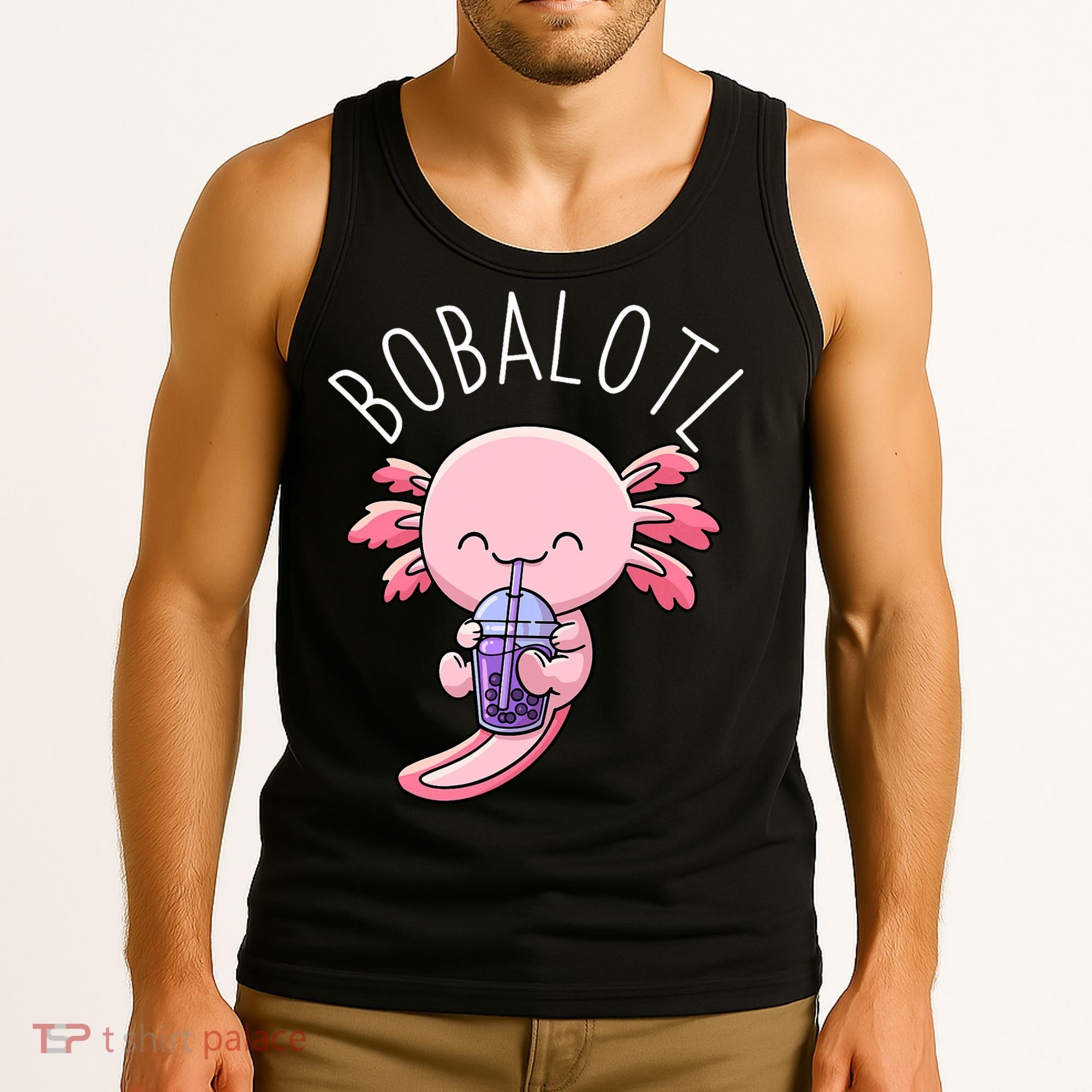 Bobalotl Axolotl Boba Tea Bubble Milk Tank Top