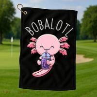 Bobalotl Axolotl Boba Tea Bubble Milk Golf Towel thumb 1